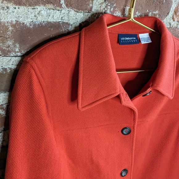 Liz Claiborne Lizsport Medium Orange Wool Blend Button Up Jacket - Picture 2 of 8